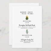 Simple Cactus Deux Lieux Faire-part de mariage bla (Devant / Derrière)