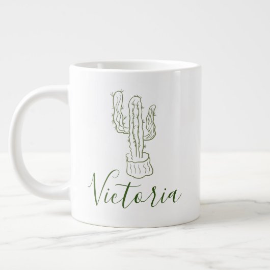 Simple Cactus Nom du doodle Giant Coffee Mug (Gauche)