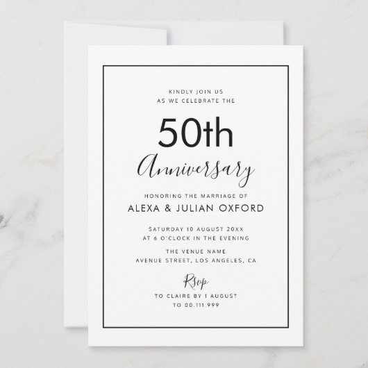simple cadre 50e anniversaire invitation (Devant)