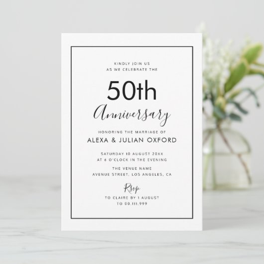 simple cadre 50e anniversaire invitation (Debout devant)