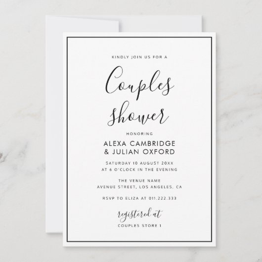 simple cadre couples douche invitation (Devant)