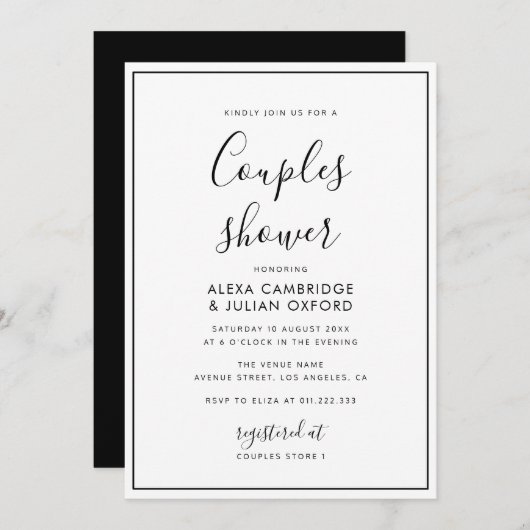 simple cadre couples douche invitation (Devant / Derrière)