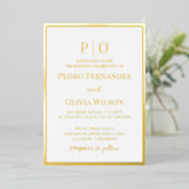 Simple cadre de feuille d'or mariage invitation (Debout devant)