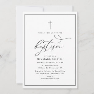 simple cadre noir et blanc invitation baptême