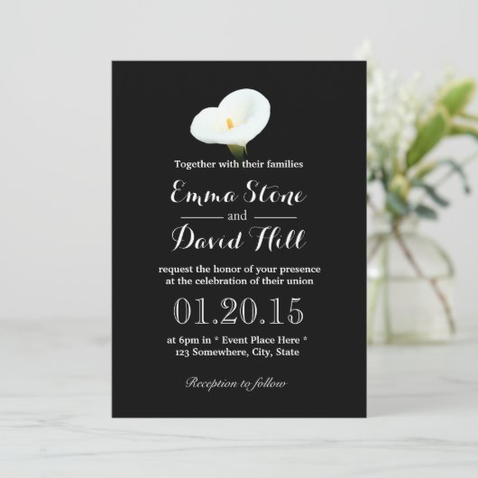 Simple Calla Lily Dark Wedk Invitations (Debout devant)