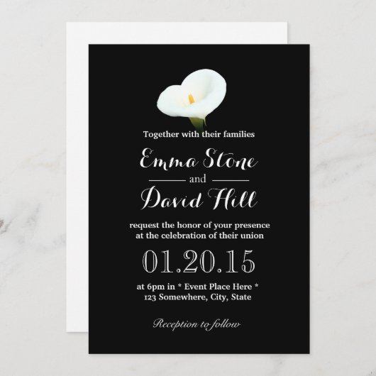 Simple Calla Lily Dark Wedk Invitations (Devant / Derrière)
