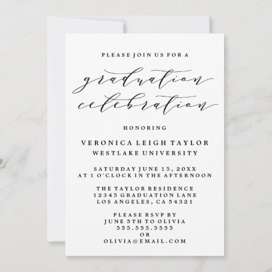 SIMPLE CALLIGRAPHIE D'ARCHE MINIMALISTE INVITATION (Dos)