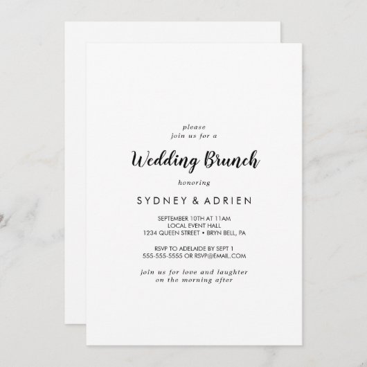Simple Calligraphie Mariage Brunch Invitation (Devant / Derrière)