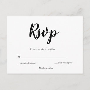 Simple calligraphie mariage carte postale rsvp