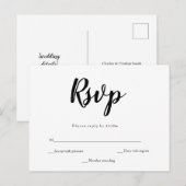 Simple calligraphie mariage carte postale rsvp (Devant / Derrière)