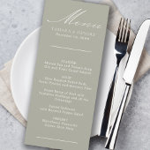 Simple Calligraphie Sage Green Mariage Menu