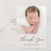 Simple Calligraphy Baby Shower Photo Bedankkaart (Voorkant / Achterkant)