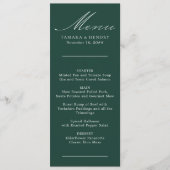 Simple Calligraphy Emerald Wedding Menu (Devant)
