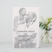 Simple Calligraphy Photo Wedding Program (Staand voorkant)