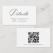Simple calligraphy QR code wedding details card Informatiekaartje (Voorkant / Achterkant)