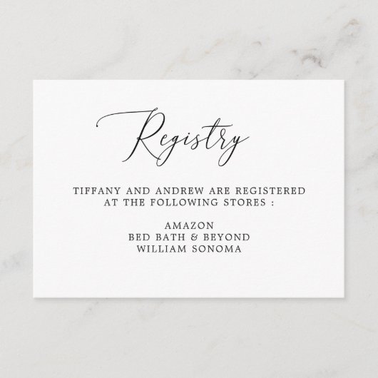 Simple Calligraphy Wedding Gift Registry Cards Informatiekaartje (Voorkant)