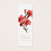 Simple Carnation Funeral Memorial Bookmark (Devant)