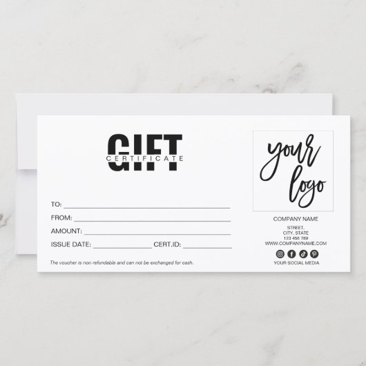 simple carte cadeau moderne certificat ajouter un (Devant)