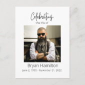 Simple carte de condoléances pour funérailles avec (Devant)