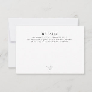 simple carte de détails mariage noir et blanc