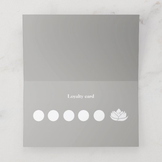 Simple carte de fidélité Fleur de Lotus Gris et Bl (Intérieur déplié)