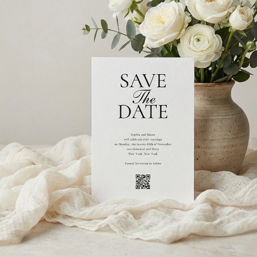 Simple carte de mariage photo QR Code Enregistrez