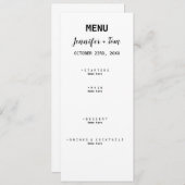 simple carte de menu mariage moderne minimale (Devant / Derrière)