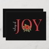 SIMPLE CARTE DE NOËL TRADITIONNELLE JOY / POINSETT (Devant / Derrière)