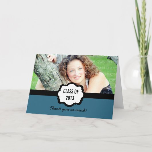 Simple Carte de remerciements Chic Graduation, Ble (Devant)