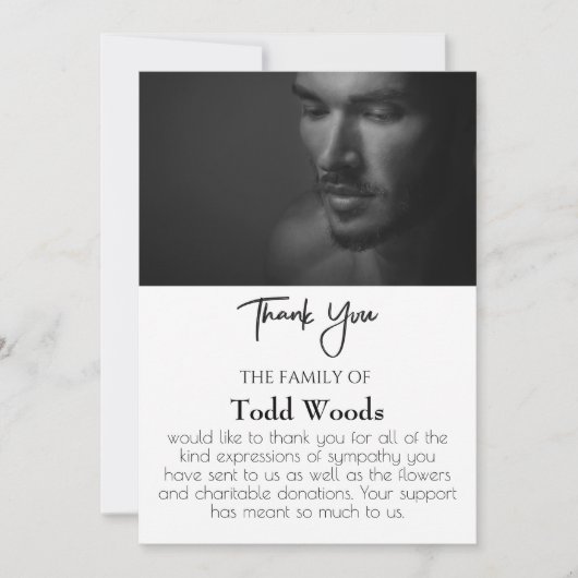 Simple Carte de remerciements de photos funéraires (Devant)