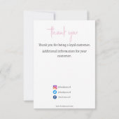 Simple Carte de remerciements rose pour vos client (Dos)