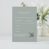 Simple carte de réponse de mariage au code QR Dust (Debout devant)