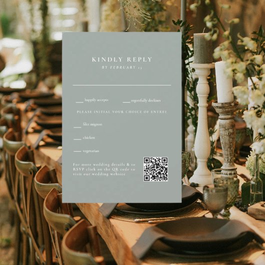 Simple carte de réponse de mariage au code QR Dust