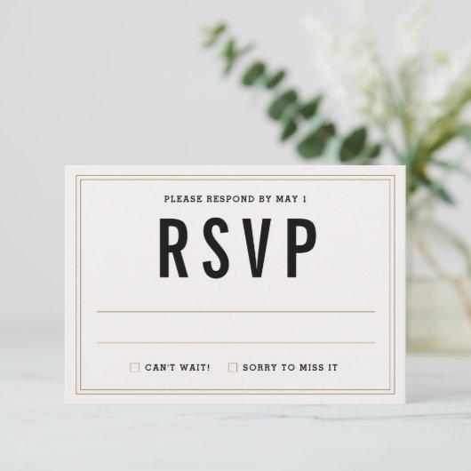 Simple carte de réponse RSVP de mariage rustique (Debout devant)