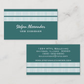 Simple Carte de visite Chic Stripes, Turquoise (Devant / Derrière)