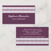 Simple Carte de visite Chic Stripes, Violet (Devant / Derrière)