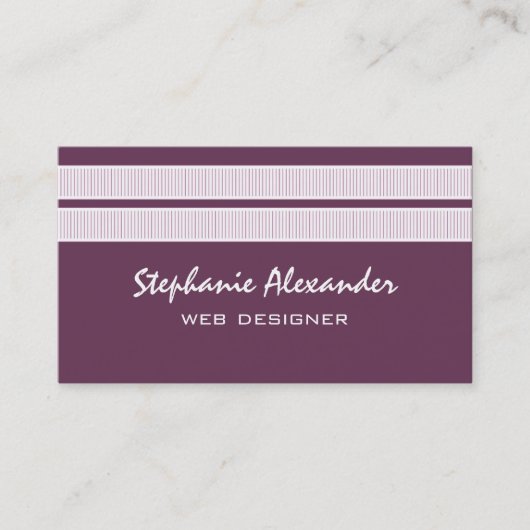 Simple Carte de visite Chic Stripes, Violet (Devant)