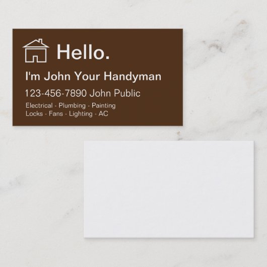 Simple Carte de visite Handyman (Devant / Derrière)