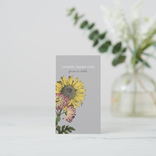 Simple Carte de visite rustique de tournesol (Debout devant)