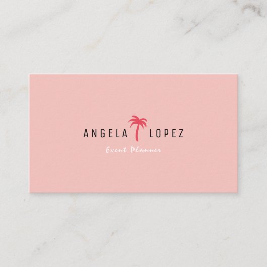 Simple Carte de visite tendance rose Palm Tree (Devant)