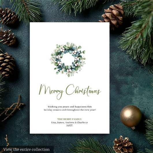 Simple Carte de Vœux de Noël Bohème Botanique Rust