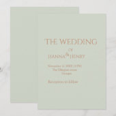 simple carte d'invitation moderne vert sauge rose  (Devant / Derrière)