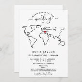 Simple carte du monde de destination de mariage mi (Devant / Derrière)