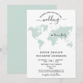 Simple carte du monde de destination de mariage mi (Devant / Derrière)