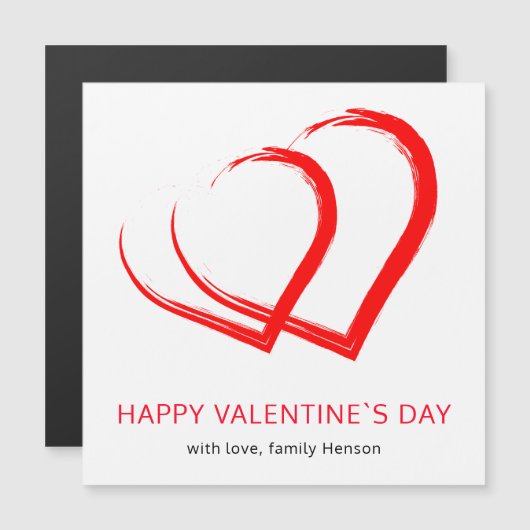Simple carte magnétique rouge de la Saint-Valentin (Devant / Derrière)