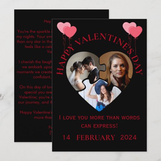 Simple Carte photo de la Saint Valentin (Devant / Derrière)