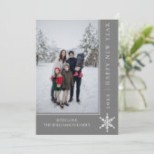 Simple Carte photo du Nouvel An flocon de neige |  (Debout devant)