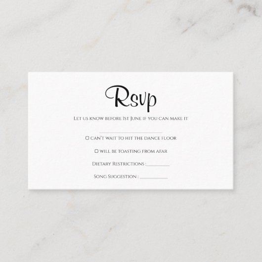 Simple carte rsvp de mariage rustique (Devant)