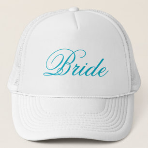 Simple casquette de mariée blanc turquoise