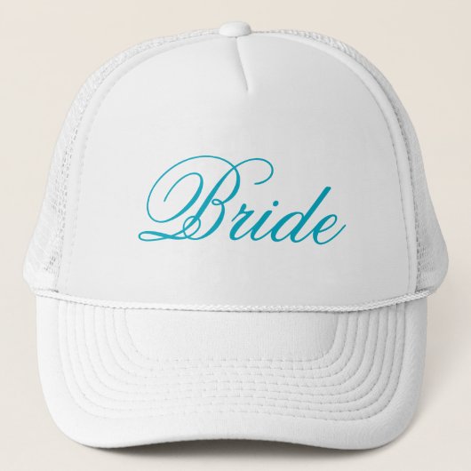 Simple casquette de mariée blanc turquoise (Devant)